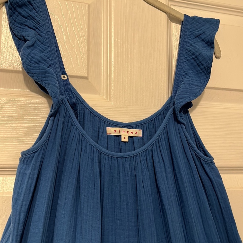 XiRENA dress bright blue double gauze cotton size Large - Picture 6 of 6